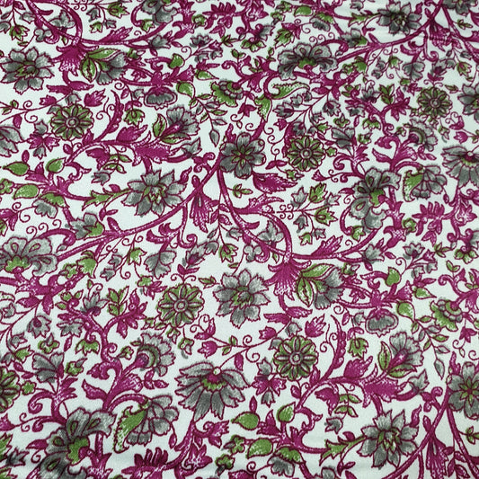 Hot Pink Floral Printed Satin Fabric 58" Wide – By the Meter, Dress & Draping Material