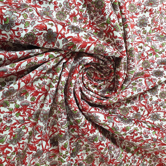 Floral Silk Satin Printed Dress Drape Fabric Material 58" By The Meter d#2 (Colour 3)