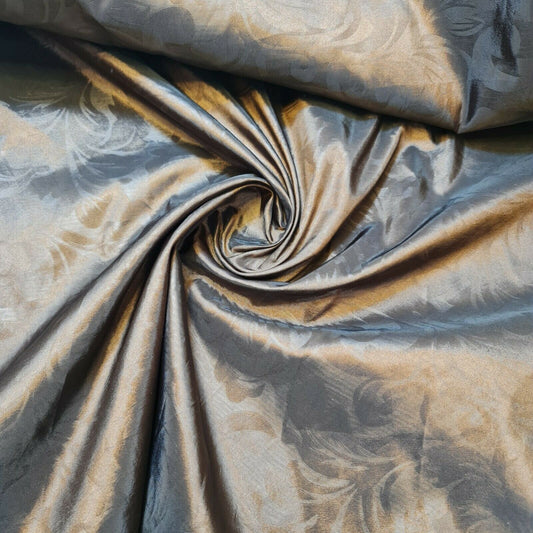 Luxurious Self Print Faux Silk Taffeta Dress Craft Cushion Curtain Fabric 58" (Brown)