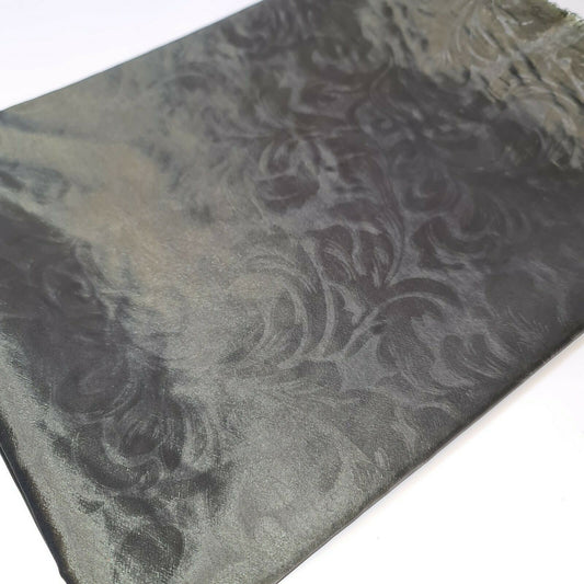 Dark Olive Floral Self Print Faux Silk Taffeta Material Dress Craft Cushion Curtain Fabric 58" By Meter