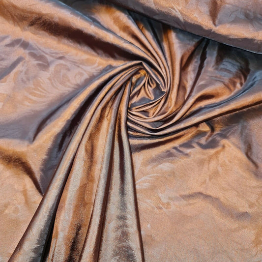 Rust Floral Self Print Faux Silk Taffeta Material Dress Craft Cushion Curtain Fabric 58" By Meter
