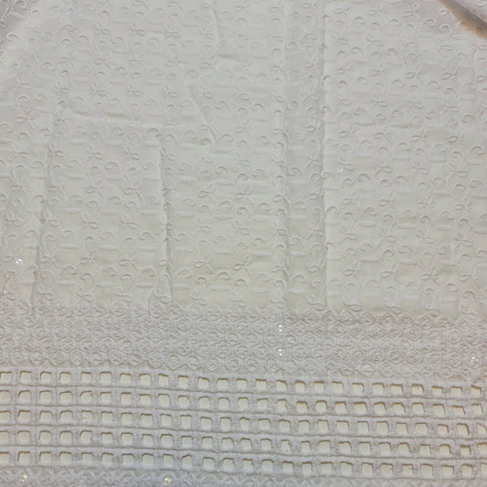 New Cotton Lawn Soft Broderie Anglaise Embroidery Border Dress Craft Fabric 50"J (White)