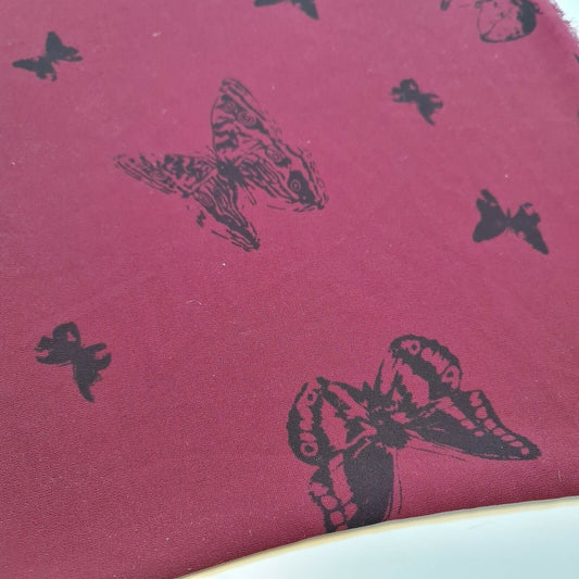 Butterfly Print Crepe Chiffon Georgette Burgundy Summer Dress Craft Fabric 58"