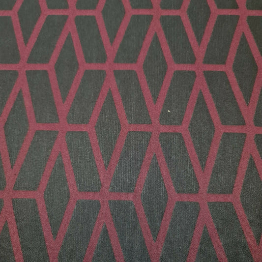Black Burgundy Ponte Roma Diamond Pattern Dress Craft Fabric By The Meter 58"