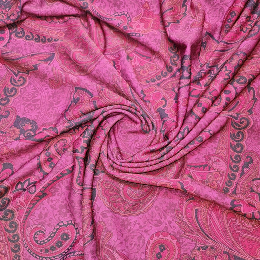 Paisley Mandala Cerise Bodycon Scuba Kleid Jersey Stretch Stoff Material 52"