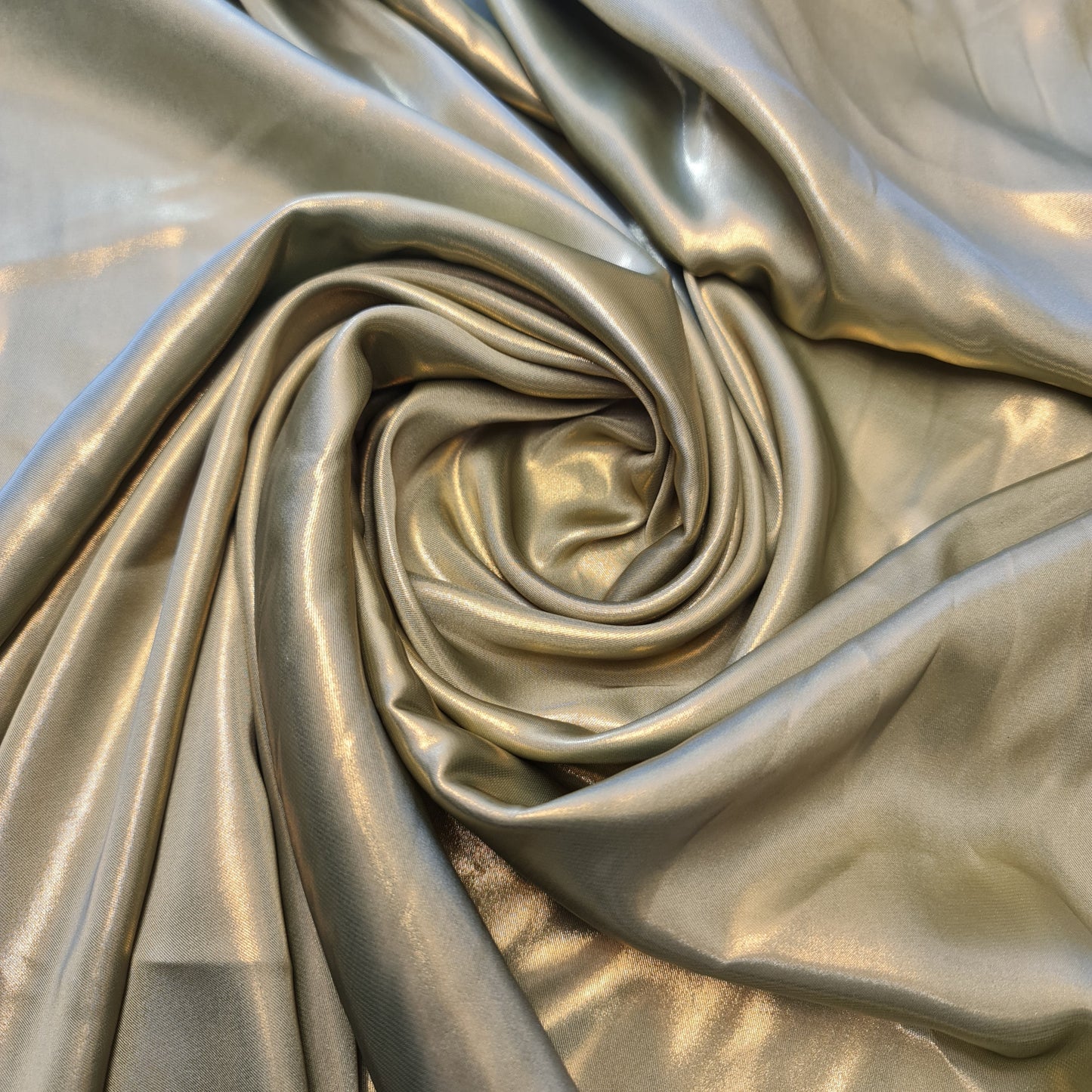 Shimmer Foil Satin Fabric Drape Flow Dress Decor Craft Material 58" By Meter (Bottle Green, Cadbury Purple, Grey, Sage Green, Light Gold)