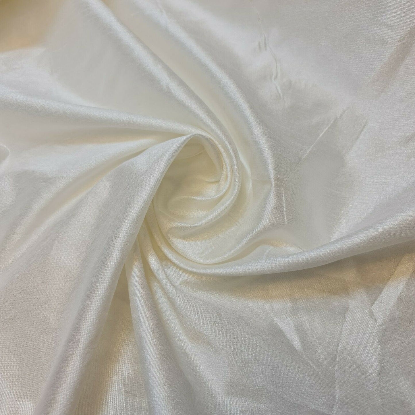 Plain Dyed Slub Shot Faux Dupion Raw Silk 100% Polyester Fabric Craft By Meter ( White)