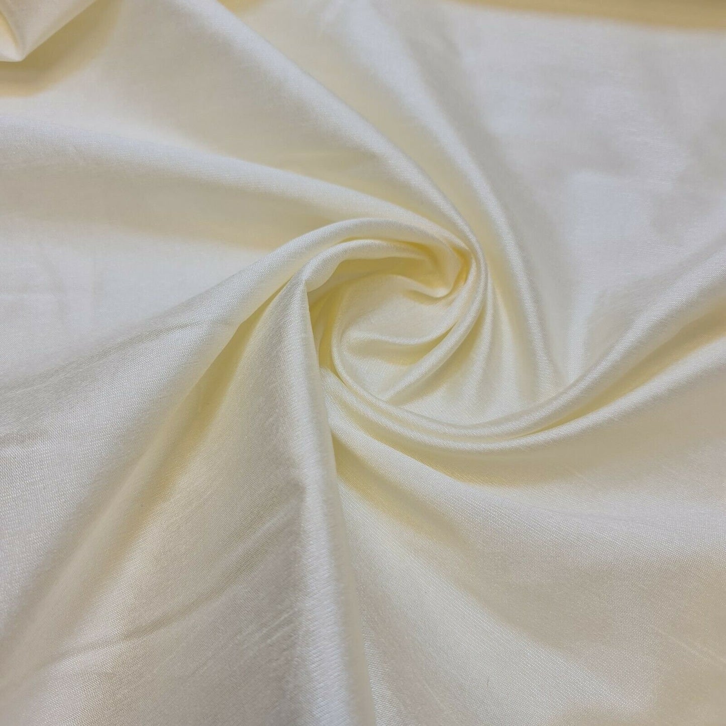 Plain Dyed Slub Shot Faux Dupion Raw Silk 100% Polyester Fabric Craft By Meter (Cream)