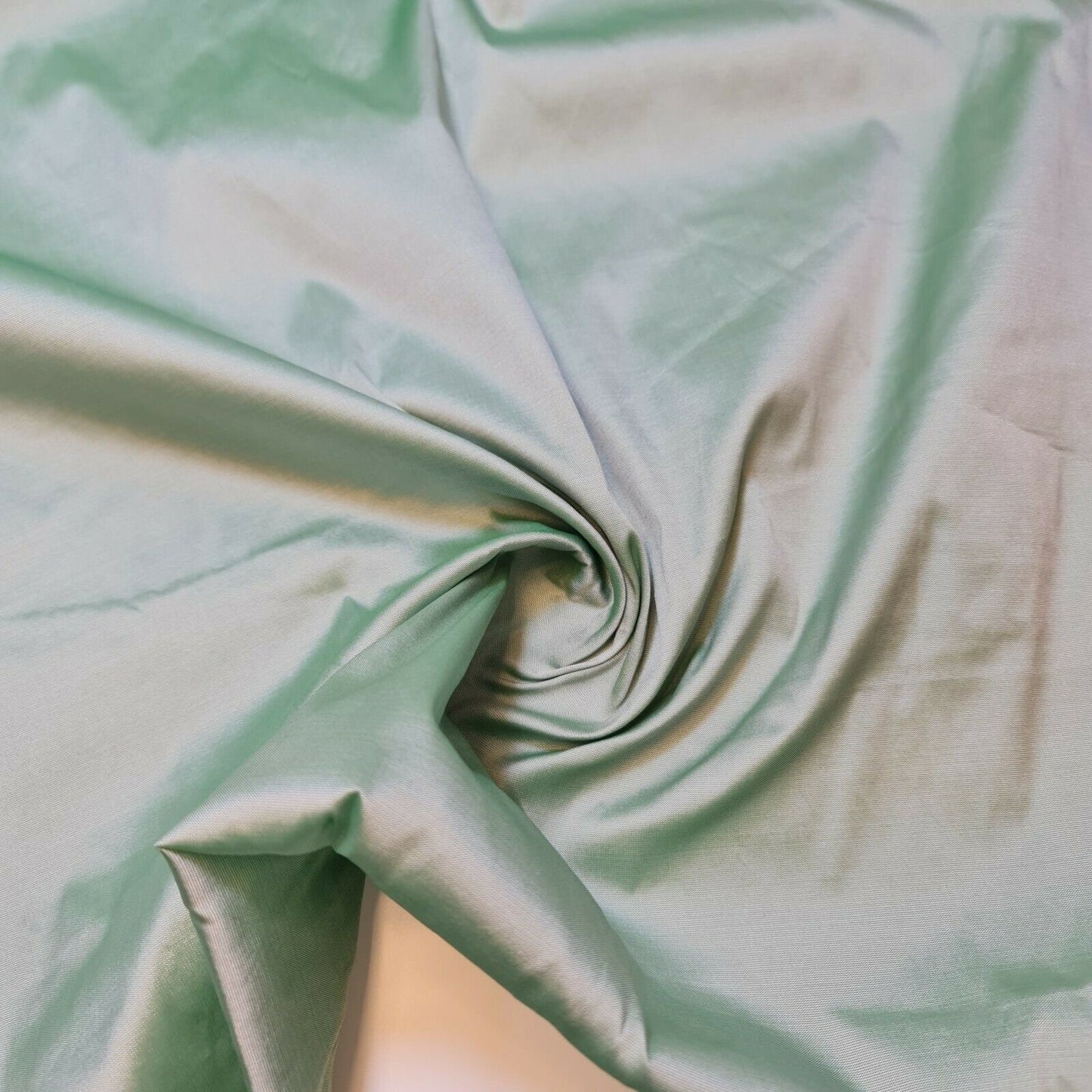 Plain Dyed Slub Shot Faux Dupion Raw Silk 100% Polyester Fabric Craft By Meter (Mint)