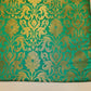 Luxurious Floral Gold Metallic Indian Banarasi Brocade Fabric 44" By The Meter (Jade)