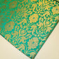 Luxurious Floral Gold Metallic Indian Banarasi Brocade Fabric 44" By The Meter (Jade)