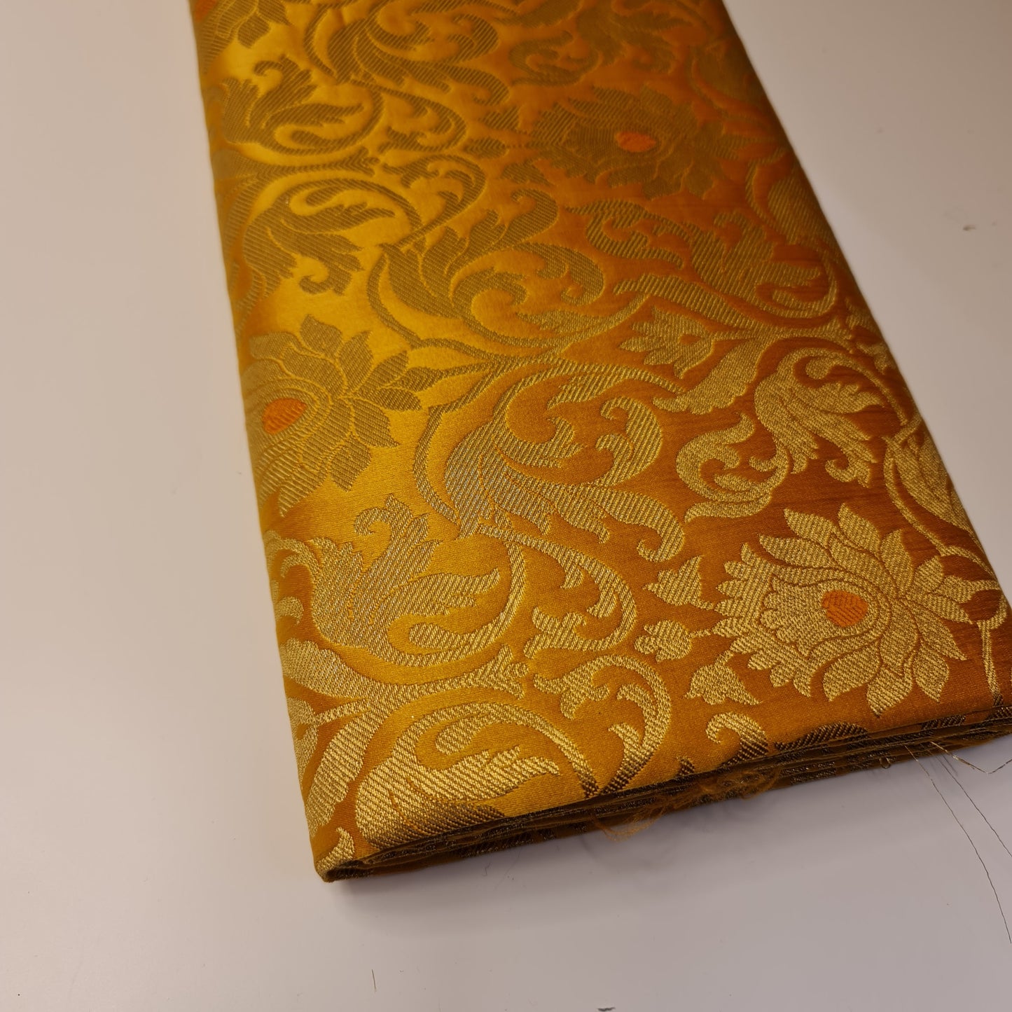 Luxurious Floral Gold Metallic Indian Banarasi Brocade Fabric 44" By The Meter (MUSTARD)