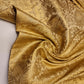 Floral Gold Leaf Damask Metallic Indian Banarasi Brocade Fabric Design 44" Meter (Gold)