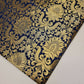 Floral Gold Leaf Damask Metallic Indian Banarasi Brocade Fabric Design 44" Meter (Navy Blue)