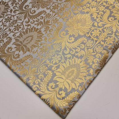 Duck EggFloral Brocade Jacquard Banarasi Fabric – 44” Wide – Indian Dress, Craft, Costume & Curtain Material (by the Metre)