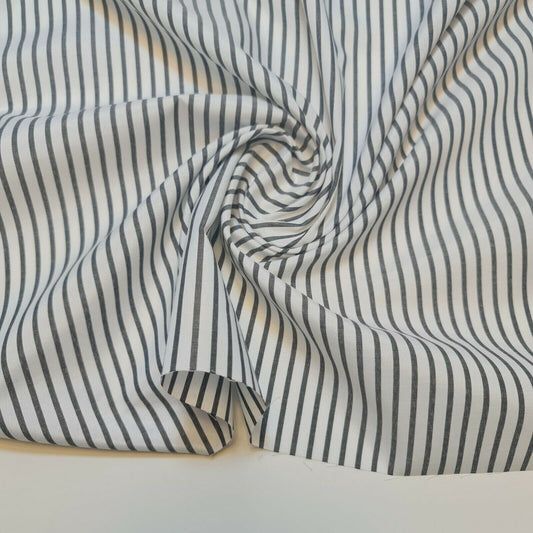 White Grey Polycotton Candy Stripe Pastel Dress Kids Craft Shirting Fabric 58"