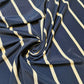 Navy Blue White Stripe Crepe Drape Craft Dress Fabric 58" By The Meter