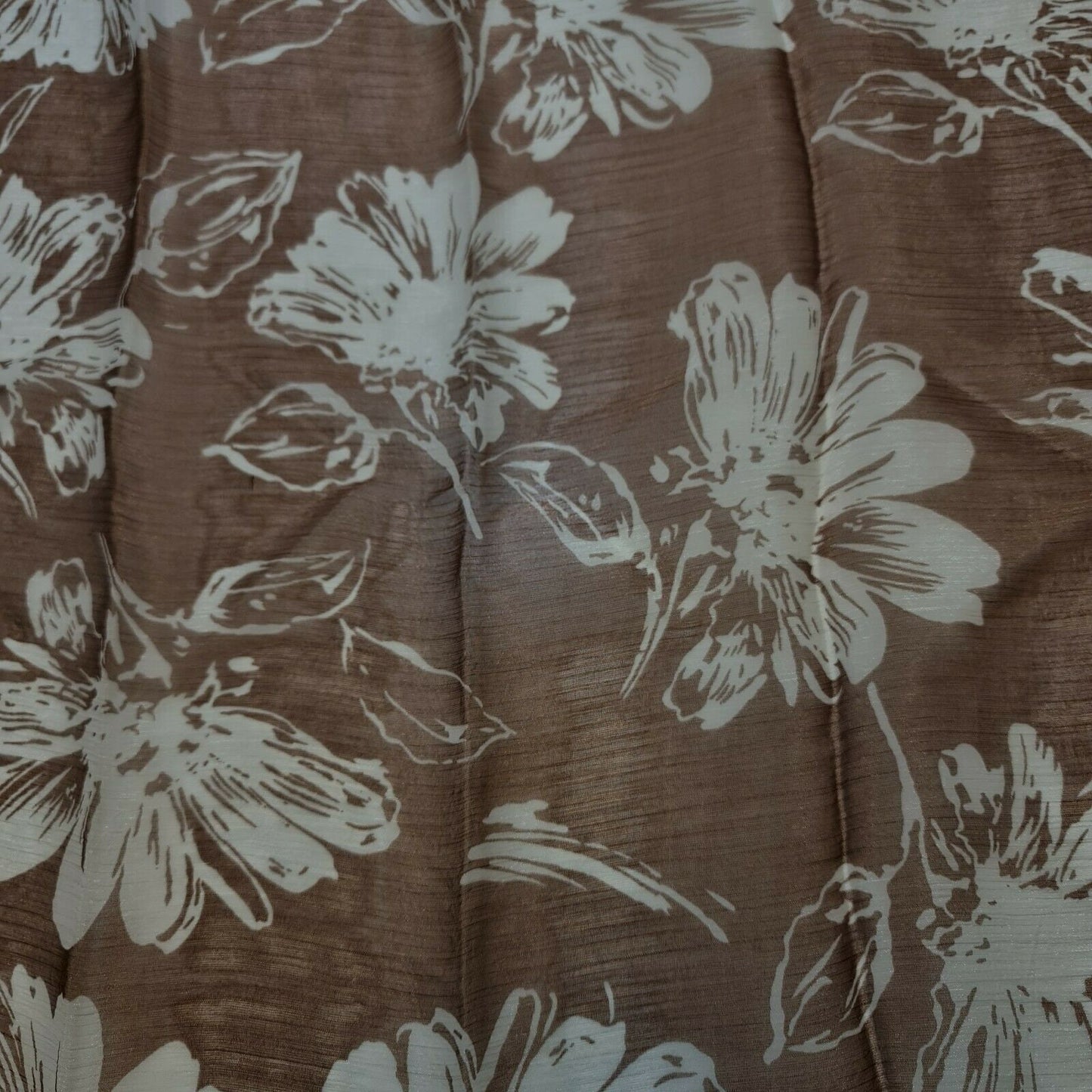 NEW Brown Polyester Crinkle Chiffon Floral Print Dress Scarf Fabric 150 cm