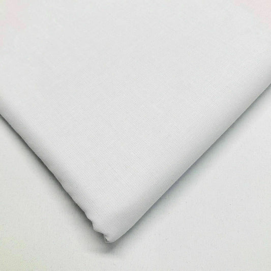 100% Cotton Calico 60SQ Plain Crafting Medium Weight Premium Quality Fabric 58" (White)