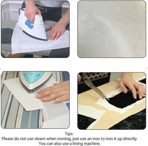 Aufbügelbare, schwarz-weiße Einlage, mittleres Gewicht, vorgeschnittene Meterpackung