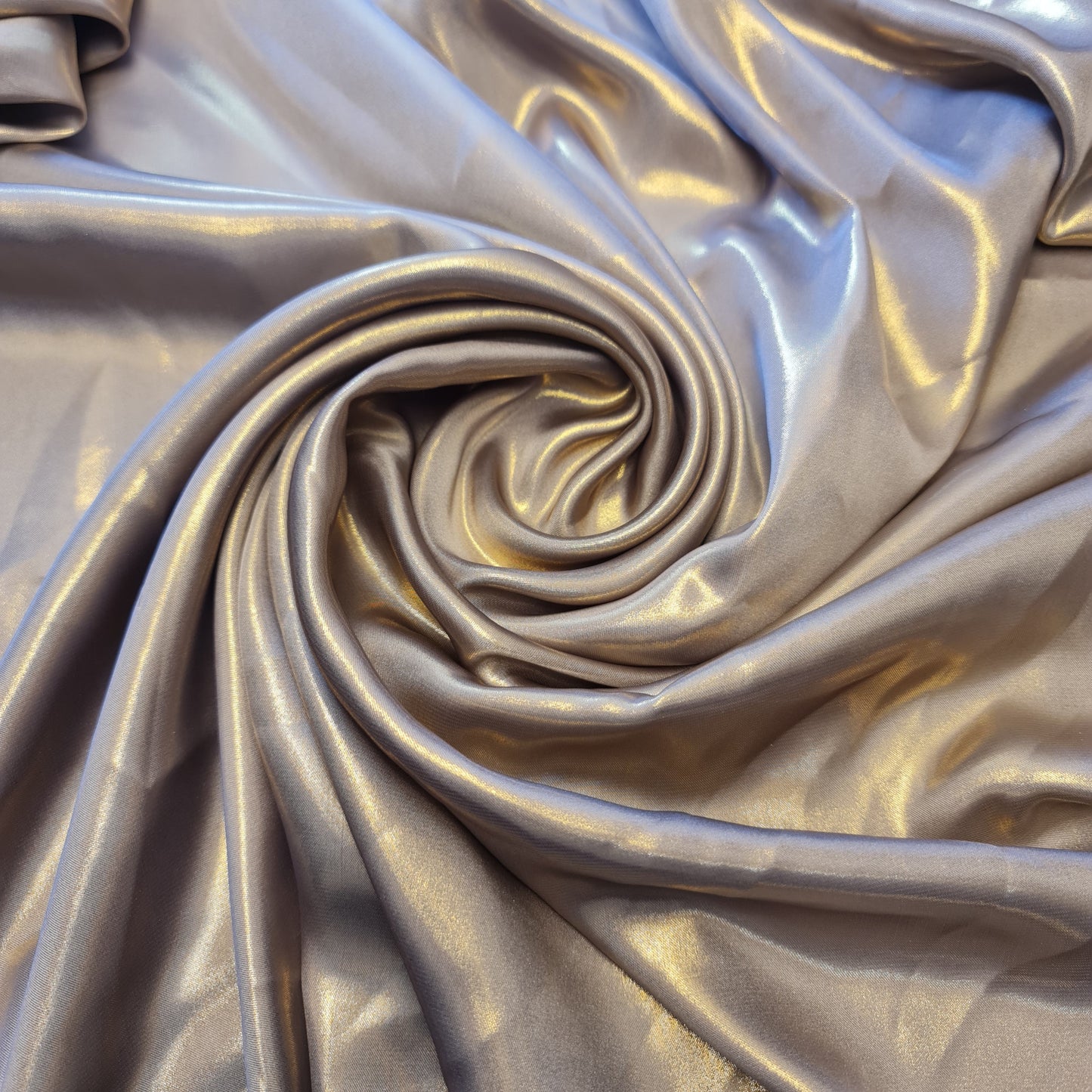 Shimmer Foil Satin Fabric Drape Flow Dress Decor Craft Material 58" By Meter (Bottle Green, Cadbury Purple, Grey, Sage Green, Light Gold)