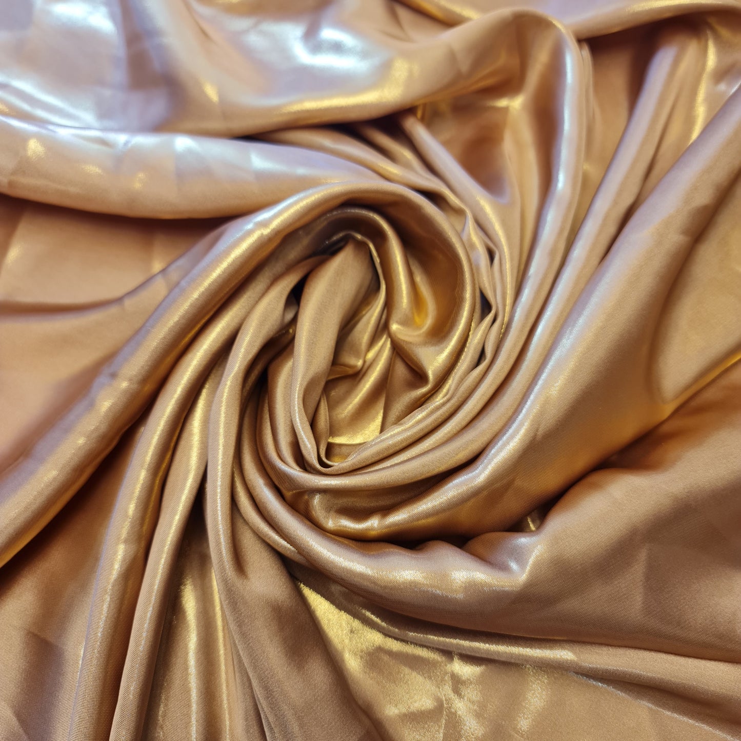 Shimmer Foil Satin Fabric Drape Flow Dress Decor Craft Material 58" By Meter (Dusty Pink, Old Gold)