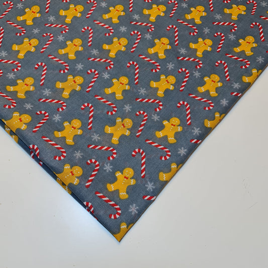 Christmas Polycotton Print Santa Reindeer Ginger man Festival Polycotton  (112cm wide) Print -4