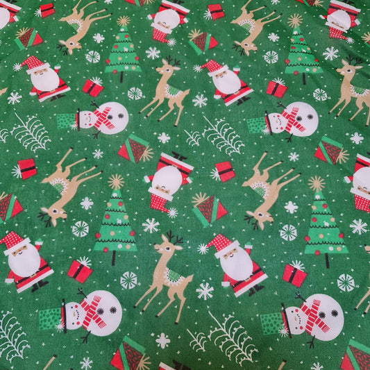Weihnachts-Polycotton-Druck, Weihnachtsmann, Rentier, Ingwer-Mann, Festival-Polycotton (112 cm breit), Druck -10