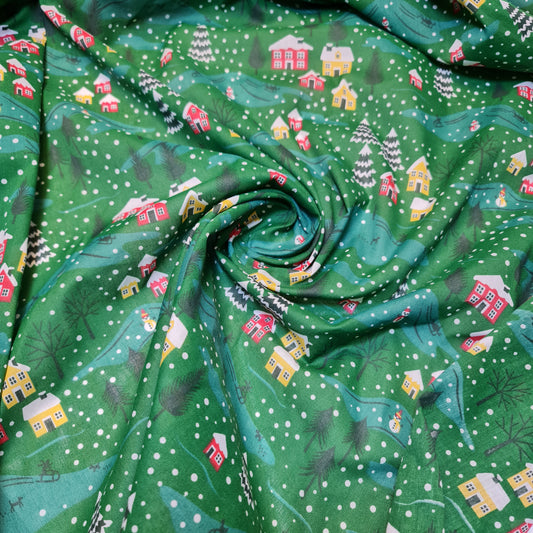 Weihnachts-Polycotton-Druck, Weihnachtsmann, Rentier, Ingwer-Mann, Festival-Polycotton (112 cm breit), Druck -17