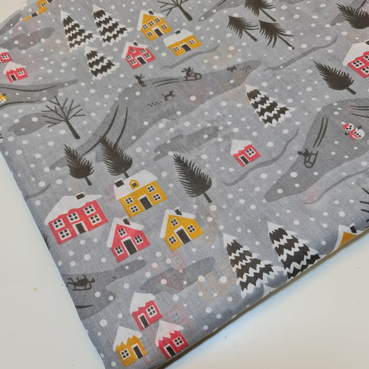 Christmas Polycotton Print Santa Reindeer Ginger man Festival Polycotton  (112cm wide) Print -18