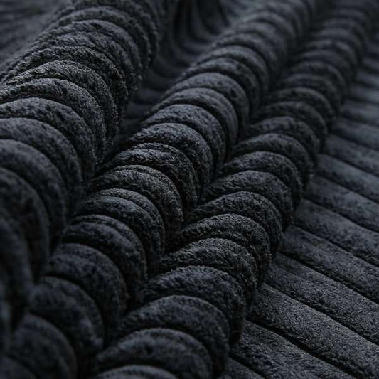 Italian 100% Cotton Cord Woven Velvet Corduroy Fabric Upholstery Dressmaking 58" (Black)