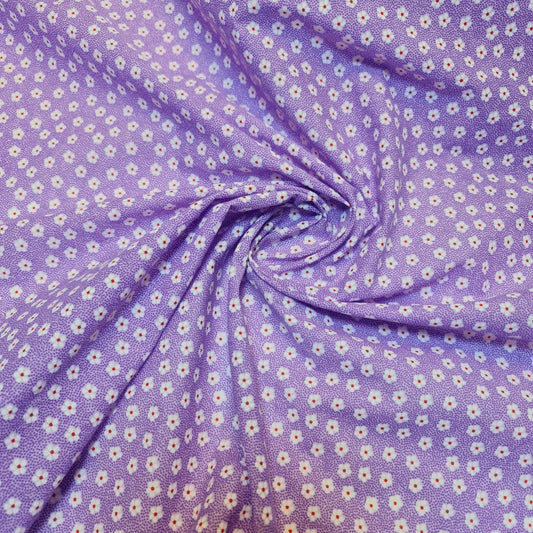 NEW Floral Ditsy Print Polycotton Craft Dress Fabric by The Metre 44" (Lilac Base)