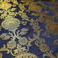 New Prints Ornamental Floral Gold Metallic Print Indian Banarasi Brocade Fabric (Navy Blue)