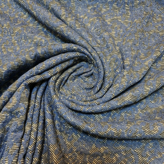 Blue Baroque Textured Jersey Fabric Viscose Dress Material 58" By the Meter