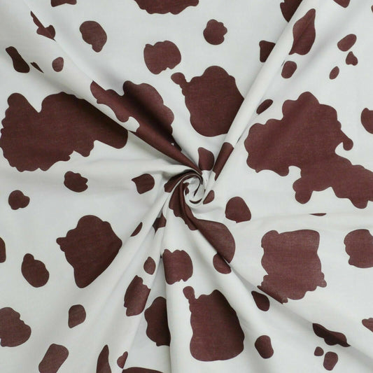 Brown Spot White Base Polycotton Kids School Display Craft Dress Fabric 112cm wide