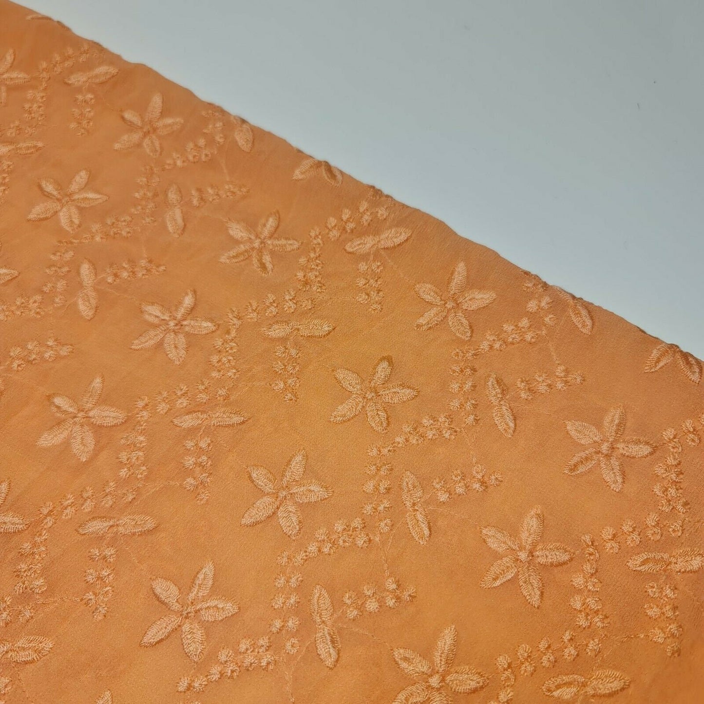 Premium Orange Crepe Chiffon Embroidery Dressmaking Craft Fabric 40" wide