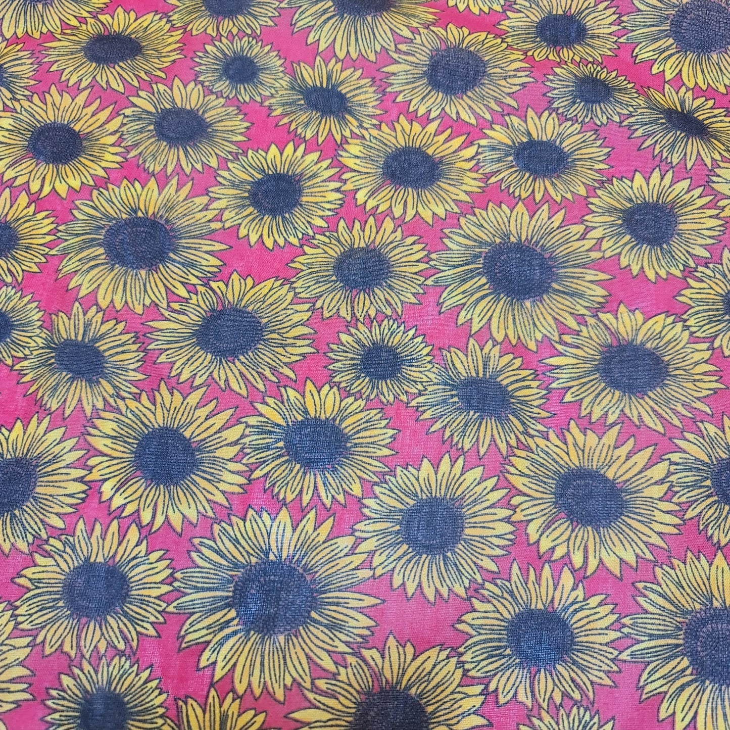 Yellow Sunflower Polycotton Print Summer Dress Fabric Large Floral (45" wide) Print -2