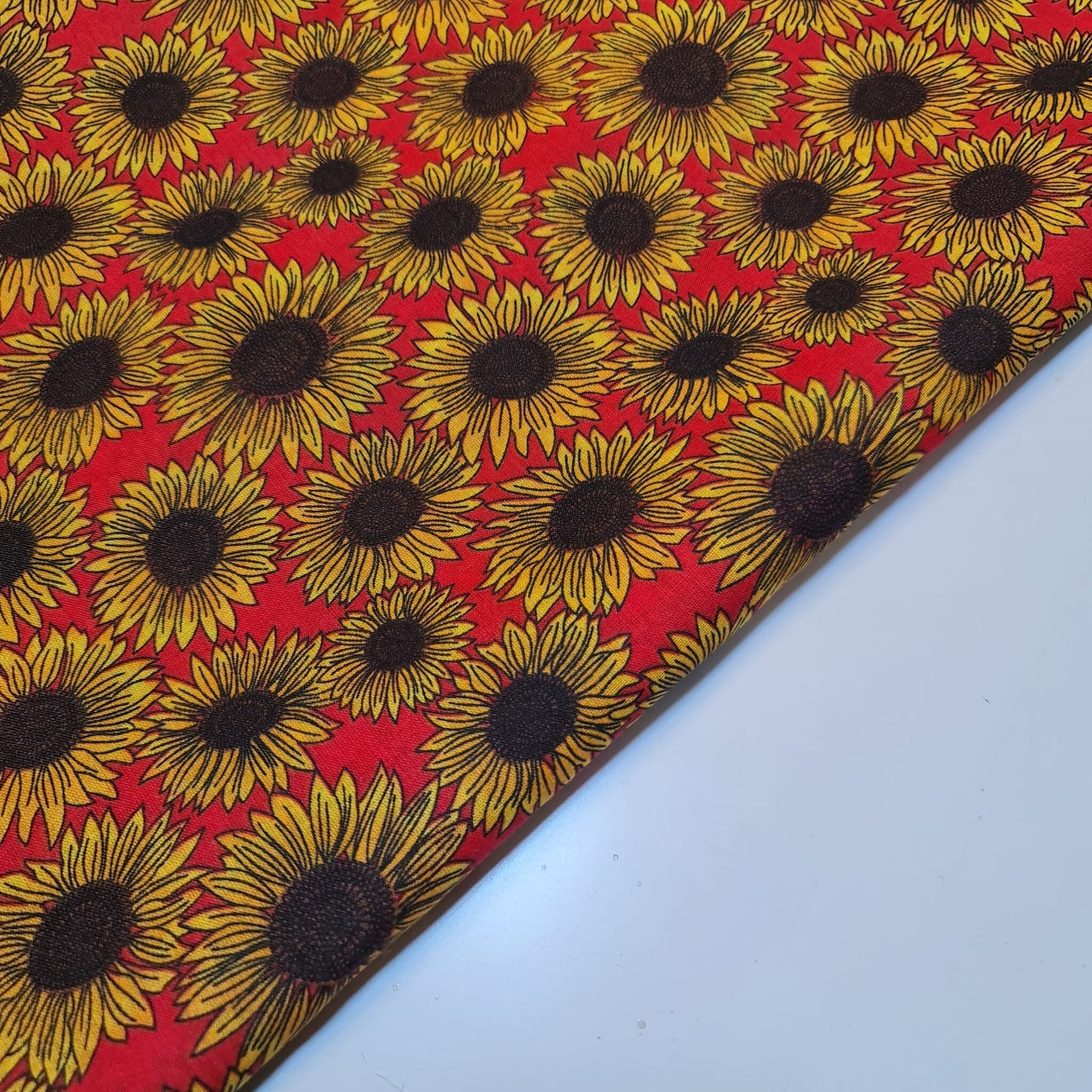 Yellow Sunflower Polycotton Print Summer Dress Fabric Large Floral (45" wide) Print -2