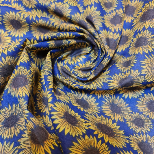 Gelber Sonnenblumen-Polycotton-Druck, Sommerkleidstoff, großer Blumenstoff (45" breit), Druck -3