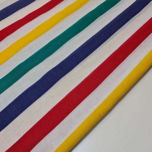 Candy Stripe Multi Colour Polycotton Fabric Striped Lines Material (45"inc Wide) Large