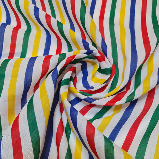 Candy Stripe Multi Colour Polycotton Fabric Striped Lines Material (45"inc Wide) Medium