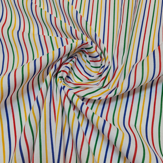 Candy Stripe Multi Colour Polycotton Fabric Striped Lines Material (45"inc Wide) Small
