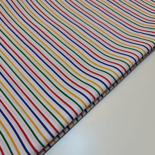 Candy Stripe Multi Colour Polycotton Fabric Striped Lines Material (45"inc Wide) Small