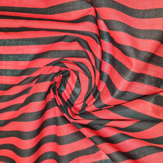 Candy Stripe Polycotton Fabric Striped Lines Material Craft Bunting NHS SCRUBS (Red)