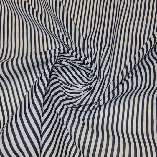 Candy Stripe Polycotton Fabric Striped Lines Material Craft Bunting (45" Wide) (Navy Blue)