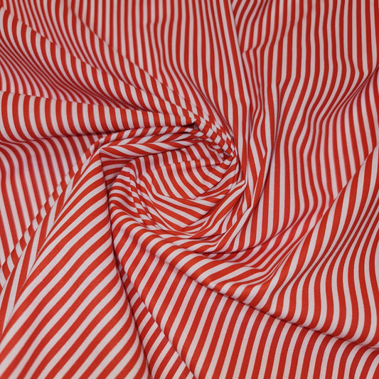 Red Candy Stripe Polycotton Fabric Striped Lines Material Craft Bunting (45" Wide)