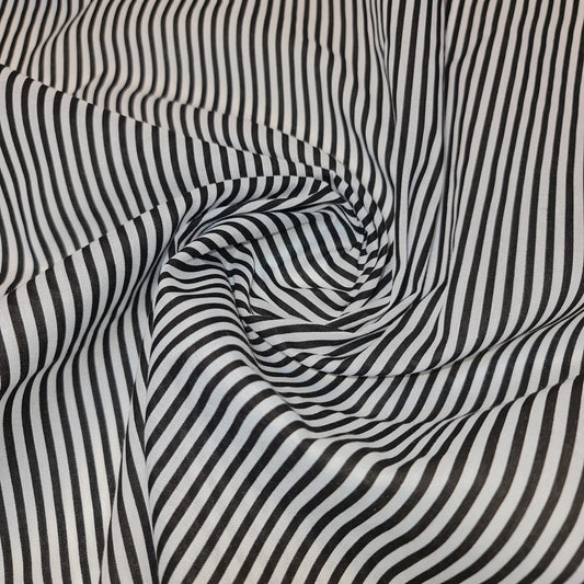 Candy Stripe Polycotton Fabric Striped Lines Material Craft Bunting (45" Wide) (Black)