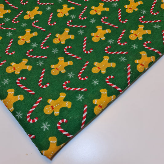 Weihnachts-Polycotton-Druck, Weihnachtsmann, Rentier, Ingwer-Mann, Festival-Polycotton (112 cm breit), Druck -6
