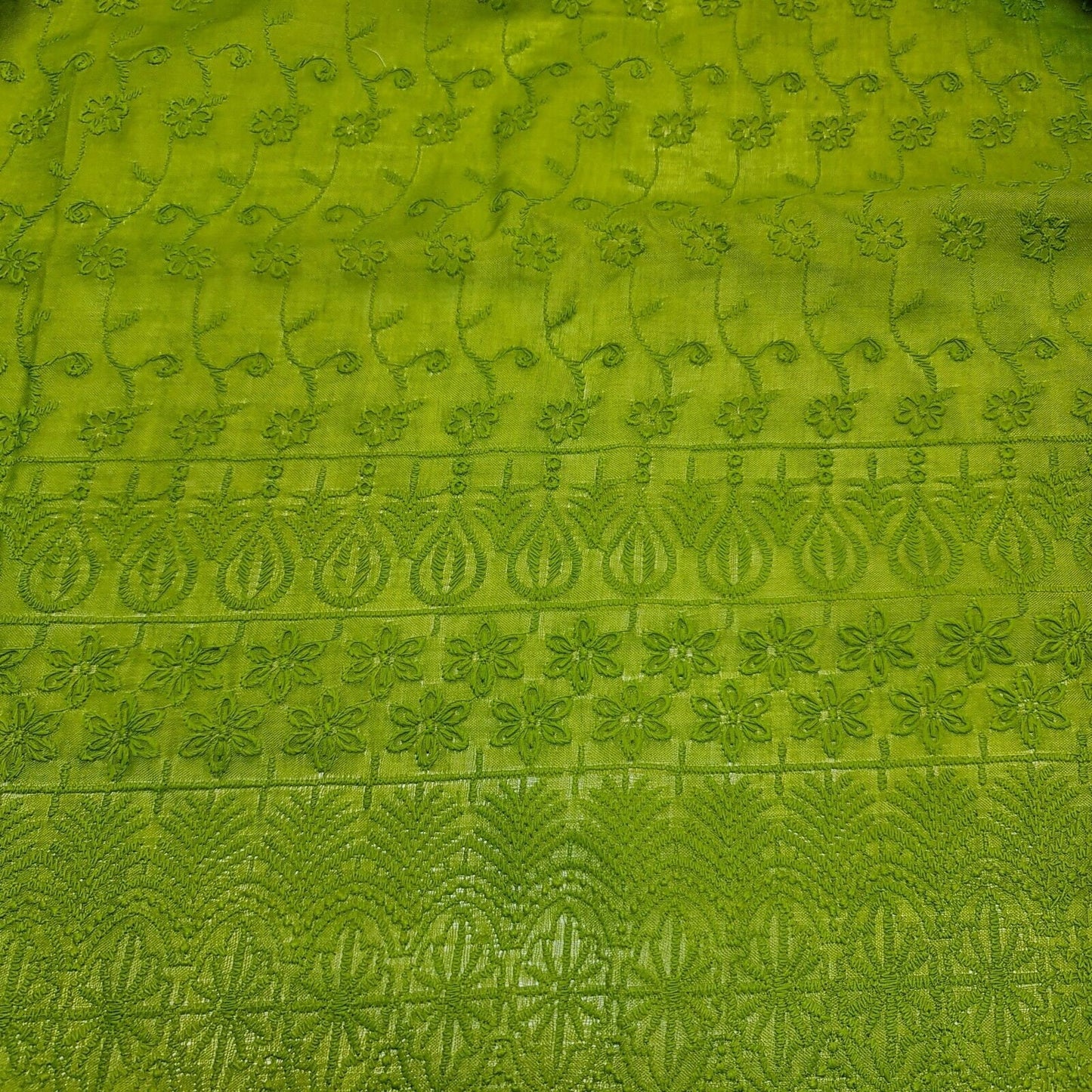 NEW SPRING 100% Cotton Lawn Broderie Anglaise Embroidery Dress Craft Fabric 44" (Olive Green)