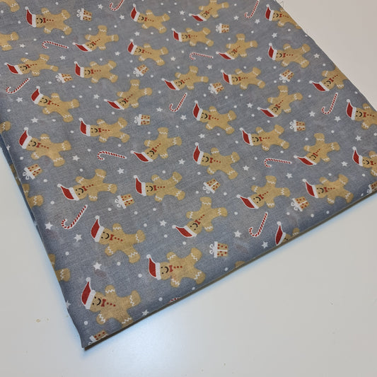 Weihnachts-Polycotton-Druck, Weihnachtsmann, Rentier, Ingwer-Mann, Festival-Polycotton (112 cm breit), Druck -14
